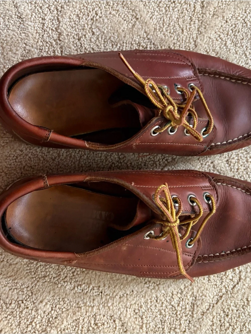 Sebago Men's Brown Leather Boat Shoes with Contrast Laces
